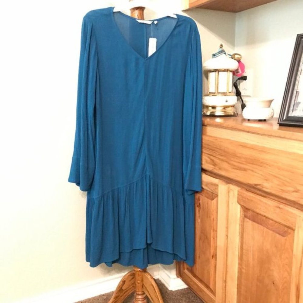 SOFT SURROUNDINGS Teal High-Low Tier Dress Size M